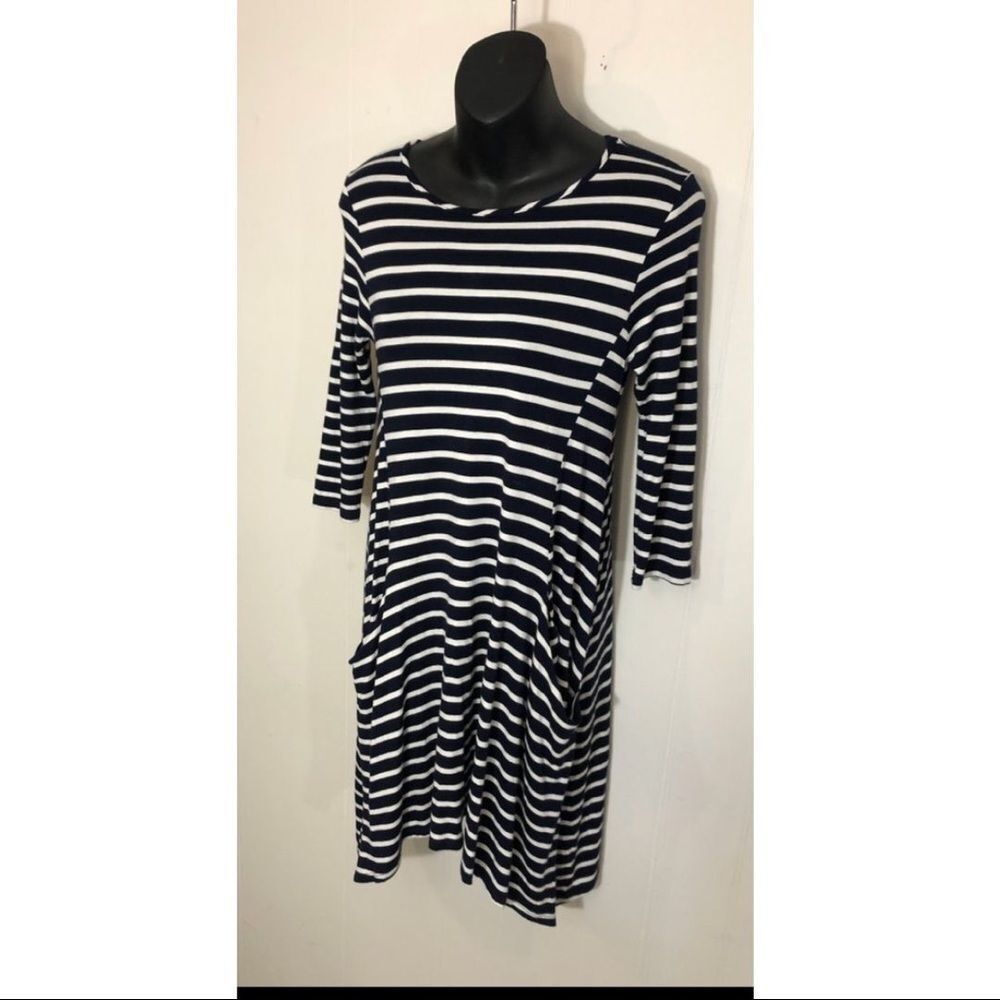 Rebel Sugar striped dark navy blue and white pockets stretchy Size small